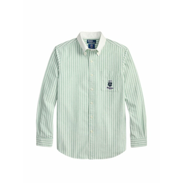 ラルフローレン メンズ シャツ トップス Striped embroidered oxford shirt Green｜asty