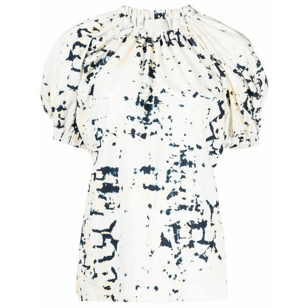 スリーワンフィリップリム レディース シャツ トップス Kaleidoscope puff-sleeve blouse White|asty