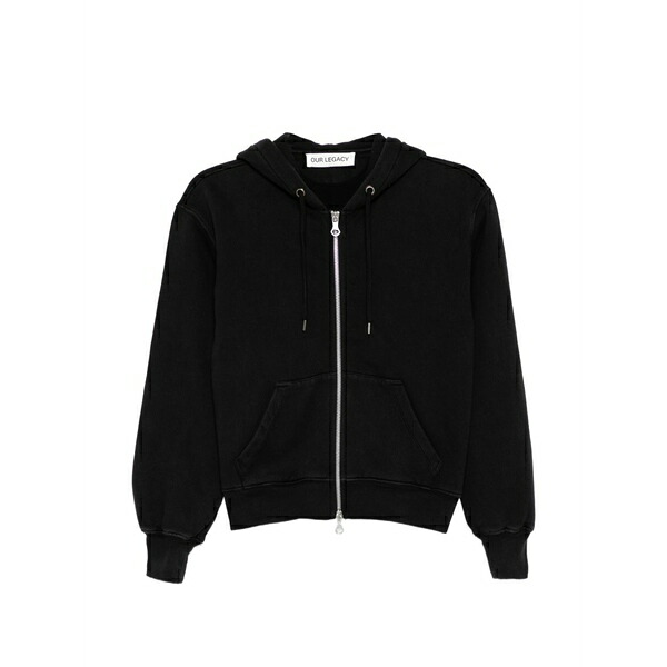 アワーレガシー レディース パーカー・スウェットシャツ アウター Two-way zip-fastening hoodie Black|asty