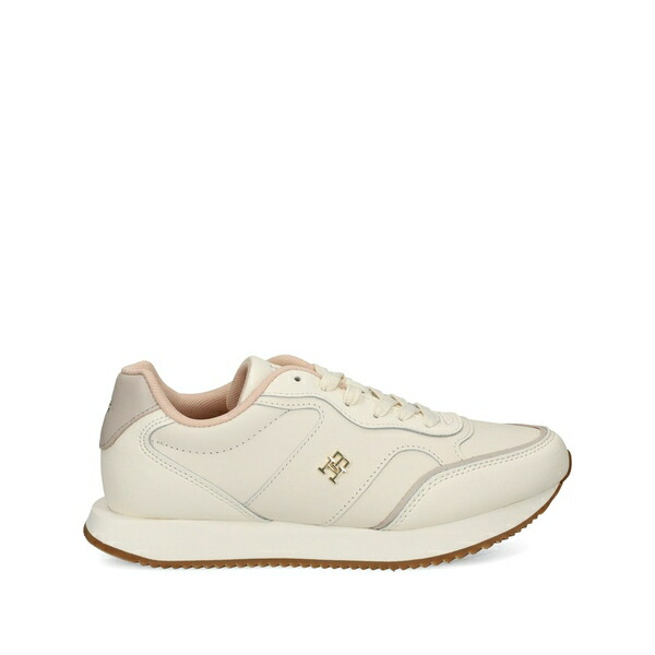 トミー ヒルフィガー レディース スニーカー シューズ Leather lace-up sneakers White｜asty