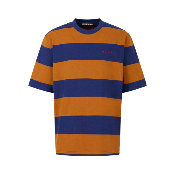 マルニ メンズ Tシャツ トップス Two-tone maxi striped t-shirt Brown|asty