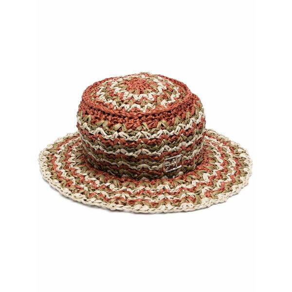 アルベルタ フェレッティ レディース 帽子 アクセサリー Crochet-knit raffia hat Brown｜asty