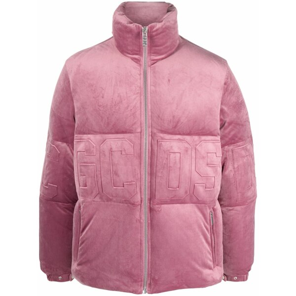 ジーシーディーエス メンズ ジャケット＆ブルゾン アウター Logo-embossed velvet jacket Pink｜asty