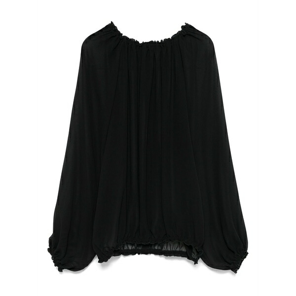 ブランカ ヴィータ レディース シャツ トップス Ruffle-trim blouse Black|asty