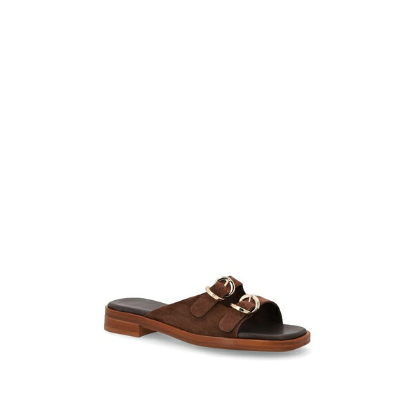 フラウ レディース サンダル シューズ Double-buckle suede sliders Brown｜asty