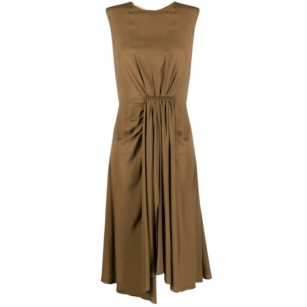 ブランカ ヴィータ レディース ワンピース トップス Gathered-detail sleeveless dress Brown|asty