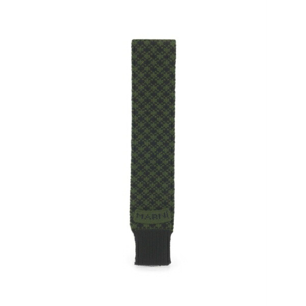 マルニ メンズ マフラー・ストール・スカーフ アクセサリー Jacquard-knit ribbed-edge scarf Green｜asty