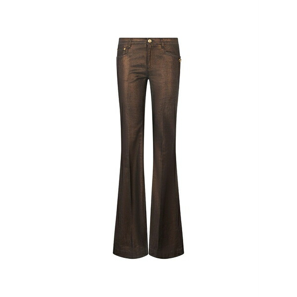 ロベルトカヴァリ レディース カジュアルパンツ ボトムス Metallic-effect flared jeans Brown|asty