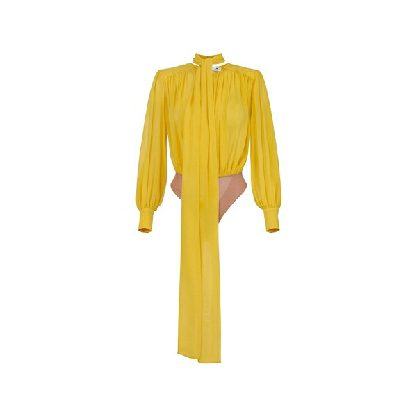 エリザベスフランキ レディース シャツ トップス Sash balloon-sleeve bodysuit Yellow|asty
