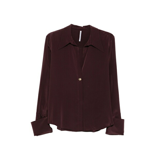 リビアナコンティ レディース シャツ トップス V-neck wide-cuff blouse Red｜asty