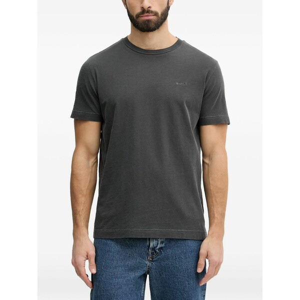 ガント メンズ Tシャツ トップス Logo-embroidered t-shirt Black｜asty