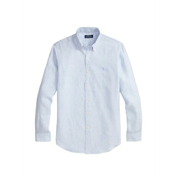 ラルフローレン メンズ シャツ トップス Striped linen shirt Blue｜asty