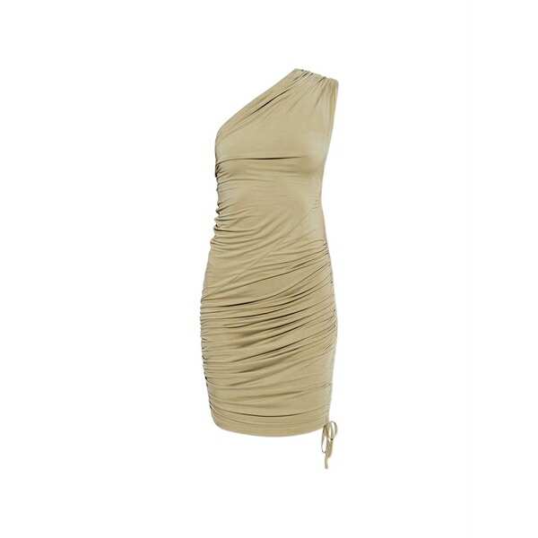 バルマン レディース ワンピース トップス Ruched-detail one-shoulder mini dress Green｜asty