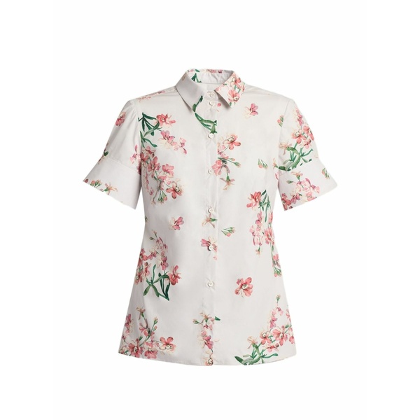 アーデム レディース シャツ トップス Floral-print short-sleeve shirt Pink｜asty