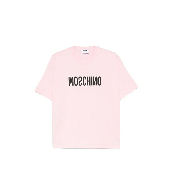 モスキーノ レディース Tシャツ トップス Logo-print t-shirt Pink|asty