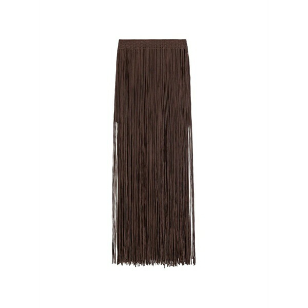 アリジ レディース スカート ボトムス Fringed woven-waistband maxi skirt Brown｜asty