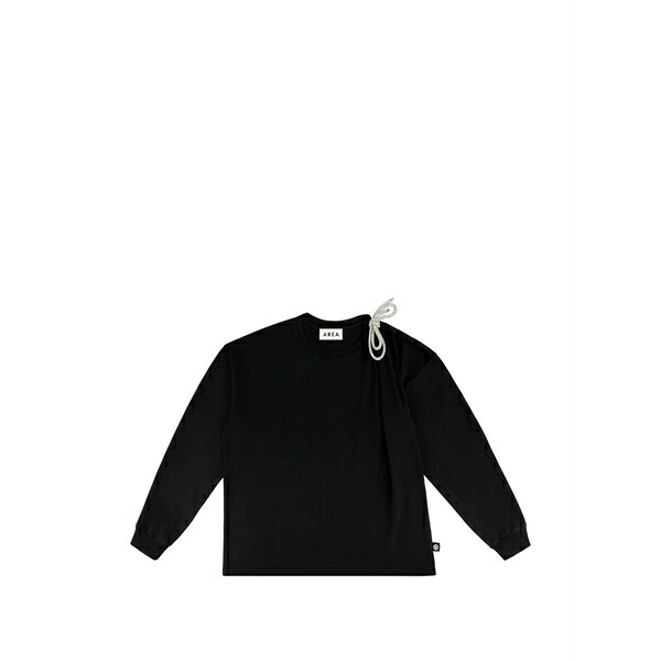 エリア レディース Tシャツ トップス Crystal-knot cut-out t-shirt Black｜asty