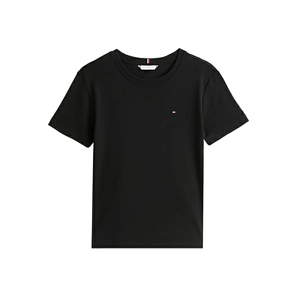 トミー ヒルフィガー レディース Tシャツ トップス Cotton t-shirt Black|asty