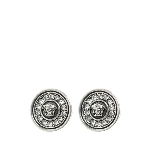 ヴェルサーチ レディース ピアス&イヤリング アクセサリー Medusa crystal-embellished earrings Silver|asty