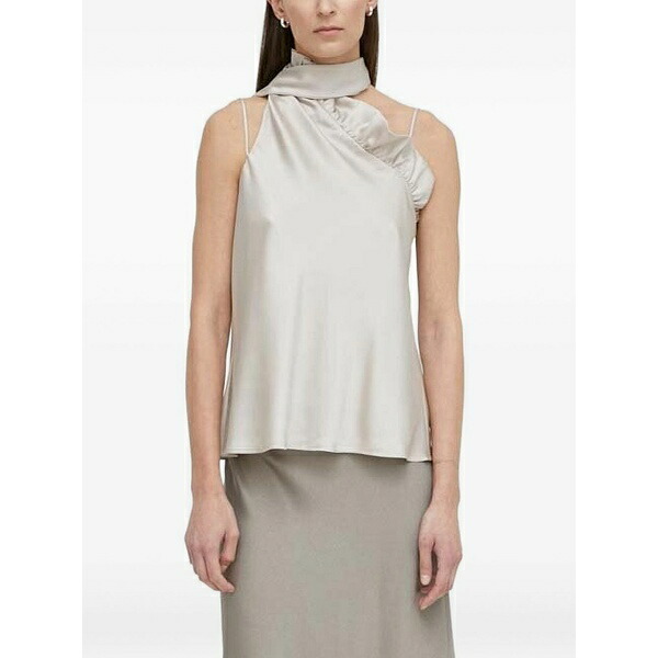 ブルンスバザー レディース シャツ トップス Ruffled asymmetric-neck blouse Neutrals|asty