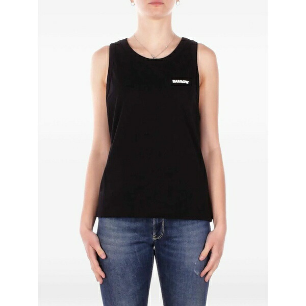 バロウ メンズ Tシャツ トップス Logo-print vest Black｜asty