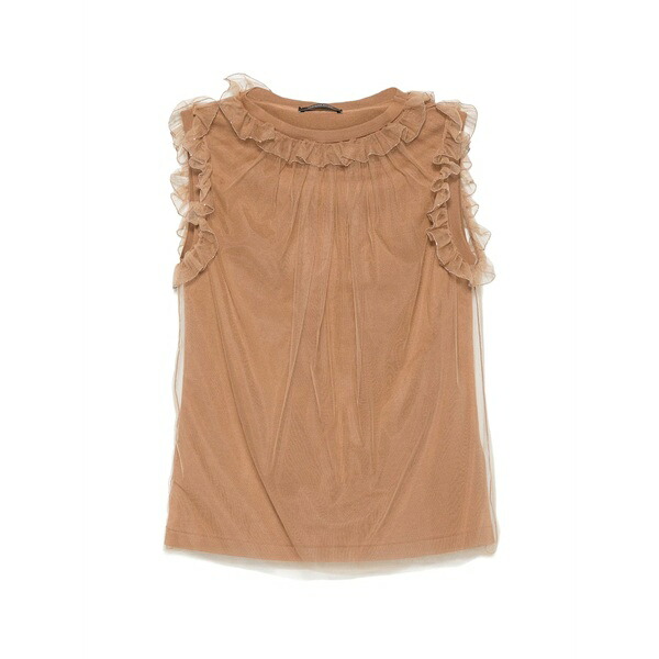 ファビアナ フィリッピ レディース Tシャツ トップス Ruffled t-shirt Neutrals｜asty