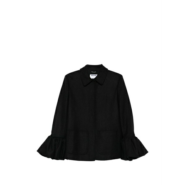 モスキーノ レディース コート アウター Ruffle-sleeve coat Black｜asty