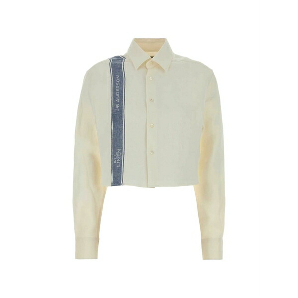 J.W.アンダーソン レディース シャツ トップス Cropped stripe-detail shirt Neutrals|asty