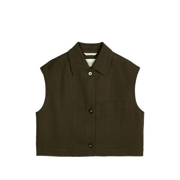 マルコポーロ レディース ジャケット＆ブルゾン アウター Button-fastening cropped gilet Green｜asty