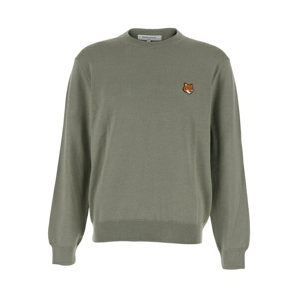 メゾン キツネ メンズ ニット&セーター アウター Fox-head merino-wool sweater Green|asty