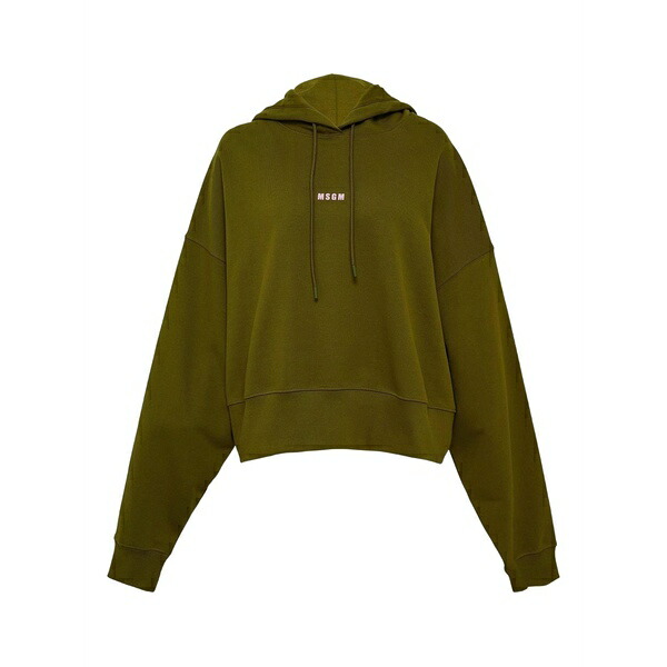 エムエスジイエム レディース パーカー・スウェットシャツ アウター Logo-print hoodie Green|asty