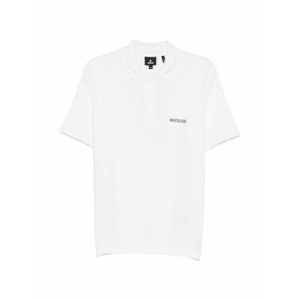 マッカージュ メンズ ポロシャツ トップス Logo-print organic cotton polo shirt White|asty