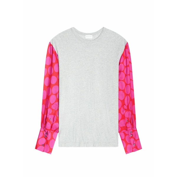 ドリス・ヴァン・ノッテン レディース Tシャツ トップス Contrast-sleeves t-shirt Grey｜asty