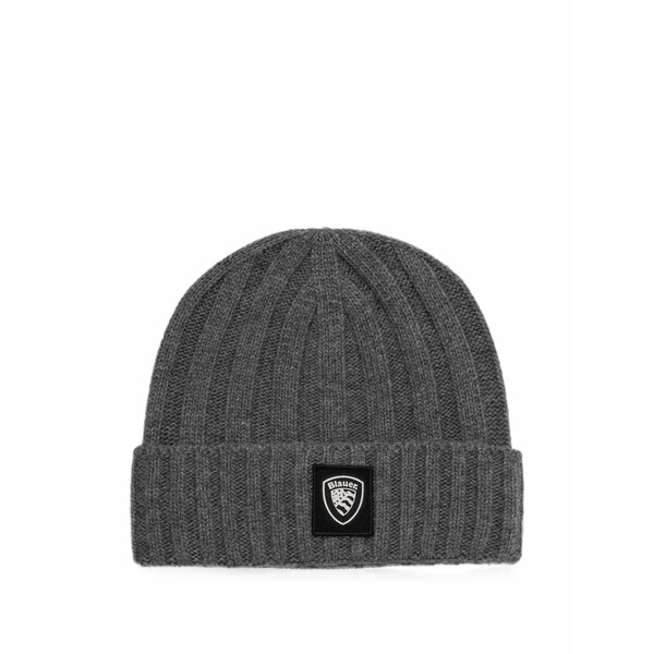 ブラウアー メンズ 帽子 アクセサリー Logo-patch beanie hat Grey｜asty