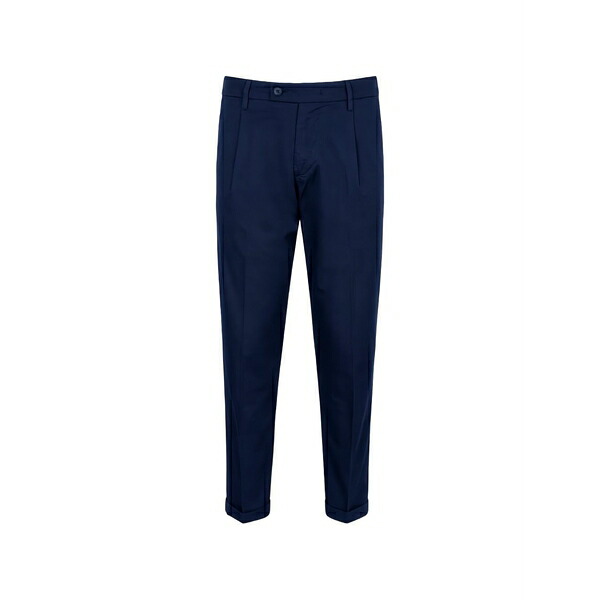 レアッシュ メンズ カジュアルパンツ ボトムス Pleated turn-up trousers Blue|asty