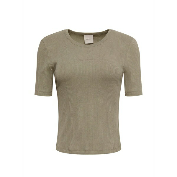 カルバンクライン レディース Tシャツ トップス Ribbed t-shirt Green｜asty