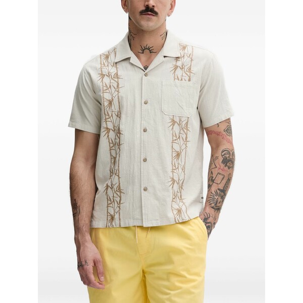 ハーレー メンズ シャツ トップス Bamboo-embroidered short-sleeve shirt Neutrals|asty
