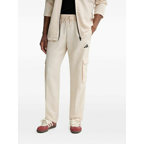 アディダス メンズ カジュアルパンツ ボトムス Logo-print zip-up tracksuit Neutrals｜asty