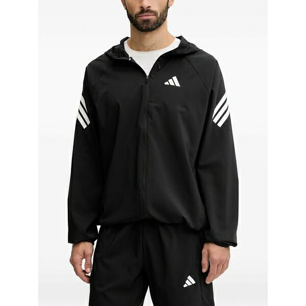 アディダス メンズ ジャケット＆ブルゾン アウター Adi365 iconic logo-print hooded jacket Black｜asty