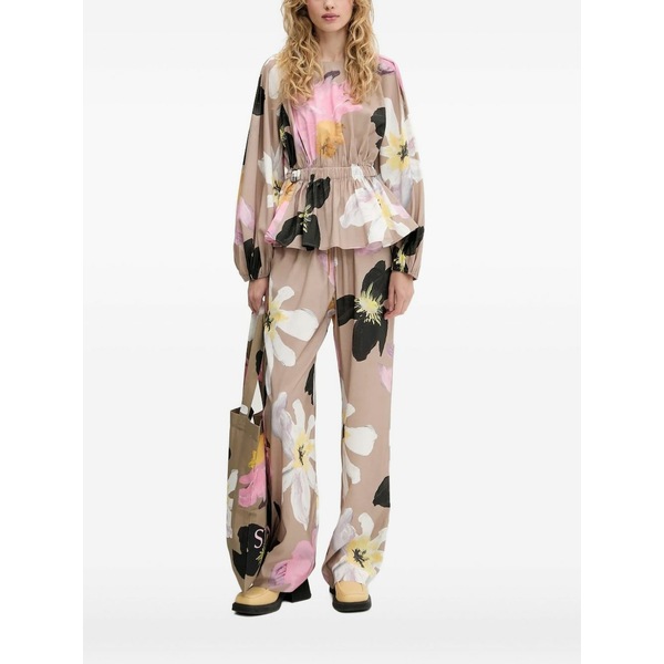 スティーヌ・ゴヤ レディース シャツ トップス Floral-print belted blouse Brown｜asty