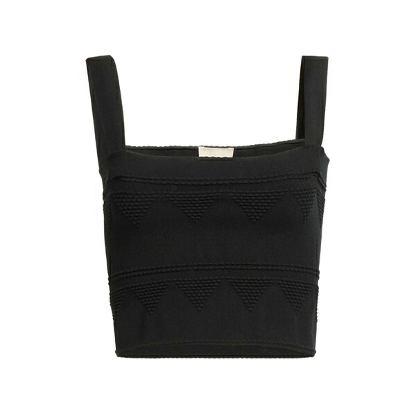 エリー サーブ レディース カットソー トップス Ribbed-knit top Black|asty