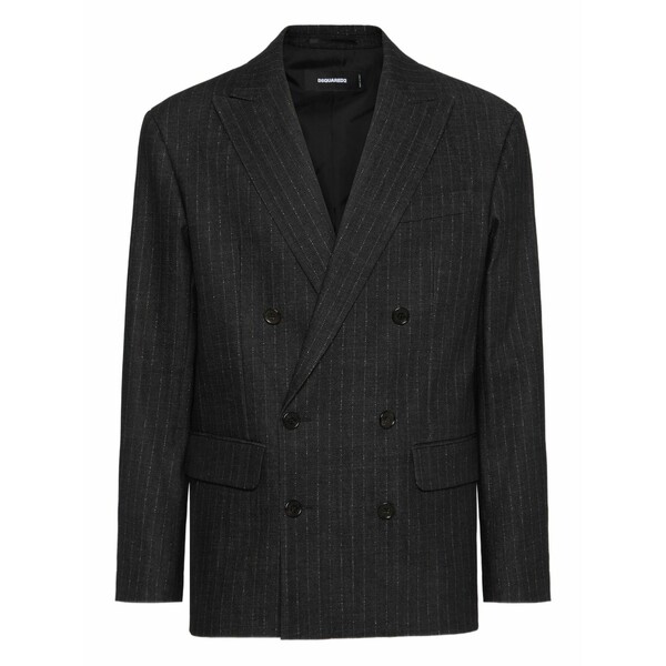 ディースクエアード メンズ ジャケット＆ブルゾン アウター Pinstriped blazer Black｜asty