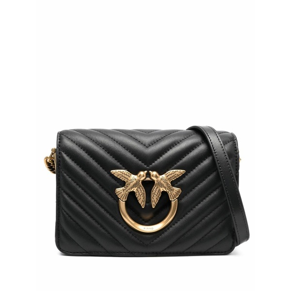 ピンコ レディース ショルダーバッグ バッグ Mini chevron-quilted click love bag Black｜asty