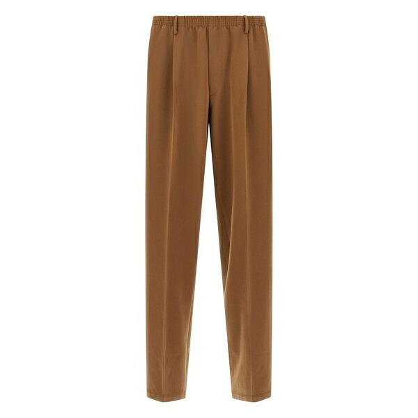 セラー ドア メンズ カジュアルパンツ ボトムス Pleated elastic-waistband trousers Brown|asty
