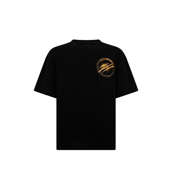 プレインスポーツ メンズ Tシャツ トップス Rubberised print round neck t-shirt Black｜asty