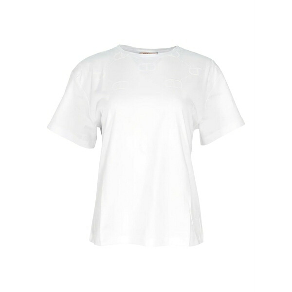 ツインセット レディース Tシャツ トップス Oval t flock print t-shirt White｜asty