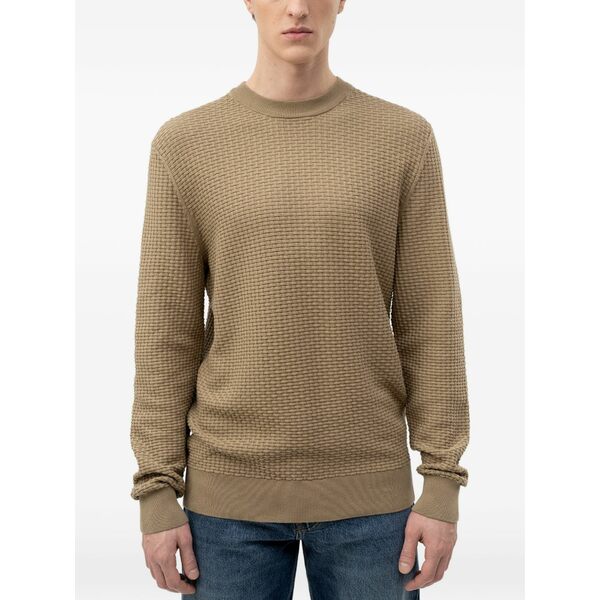ボス メンズ ニット&セーター アウター Basket-weave crew-neck sweater Neutrals｜asty