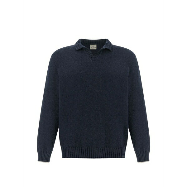 ポールアンドシャーク メンズ パーカー・スウェットシャツ アウター V-neck knitted sweater Blue｜asty