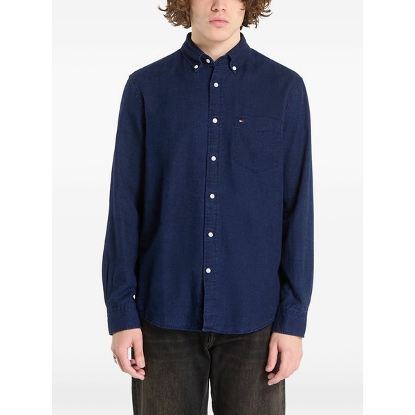トミー ヒルフィガー メンズ シャツ トップス Button-down chest-pocket shirt Blue|asty