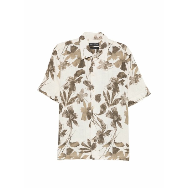 マルコポーロ メンズ シャツ トップス Floral-print short-sleeve shirt Neutrals|asty